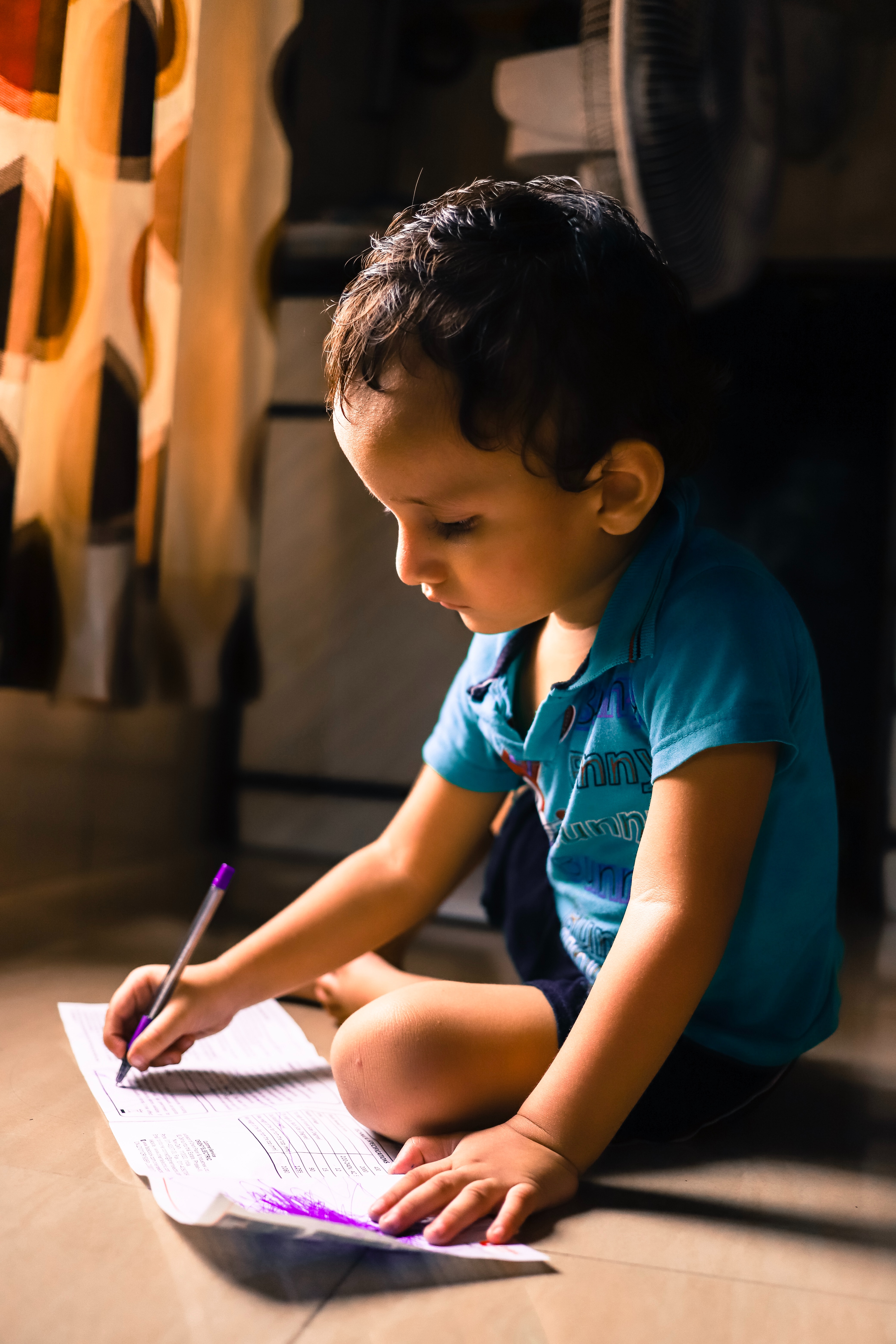 Indian child studying English